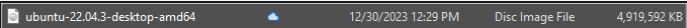 Downloaded Ubuntu ISO file in Windows Explorer